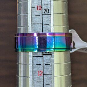 Stainless Steel Ring Band Rainbow Ribbed Size 11 Classic Modern Minimalist Color